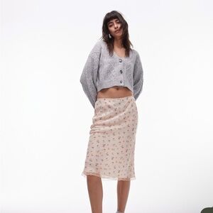 Topshop Pink Ruched Midi Pencil Skirt Cocktail